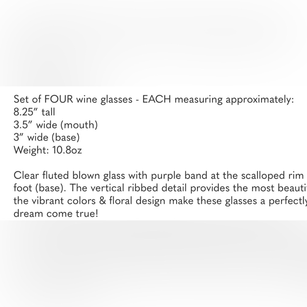 Anthropologie Saintpaulia Wine Tulip Handblown  Glass Set of 4 - Picture 11 of 11